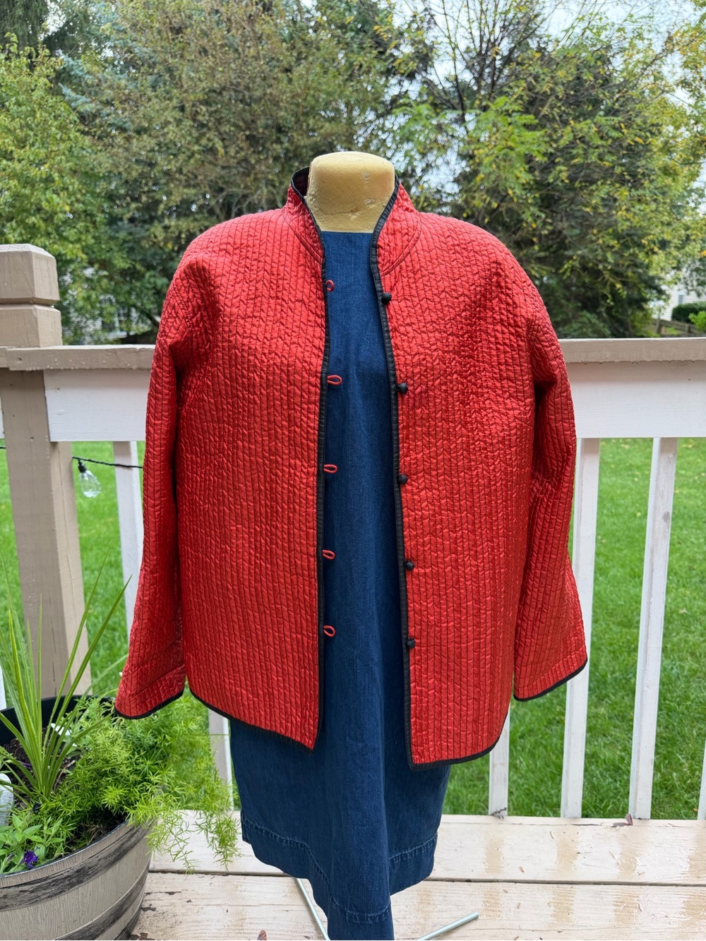 Sacred Threads Quilted Red Mandarin Collar Jacket